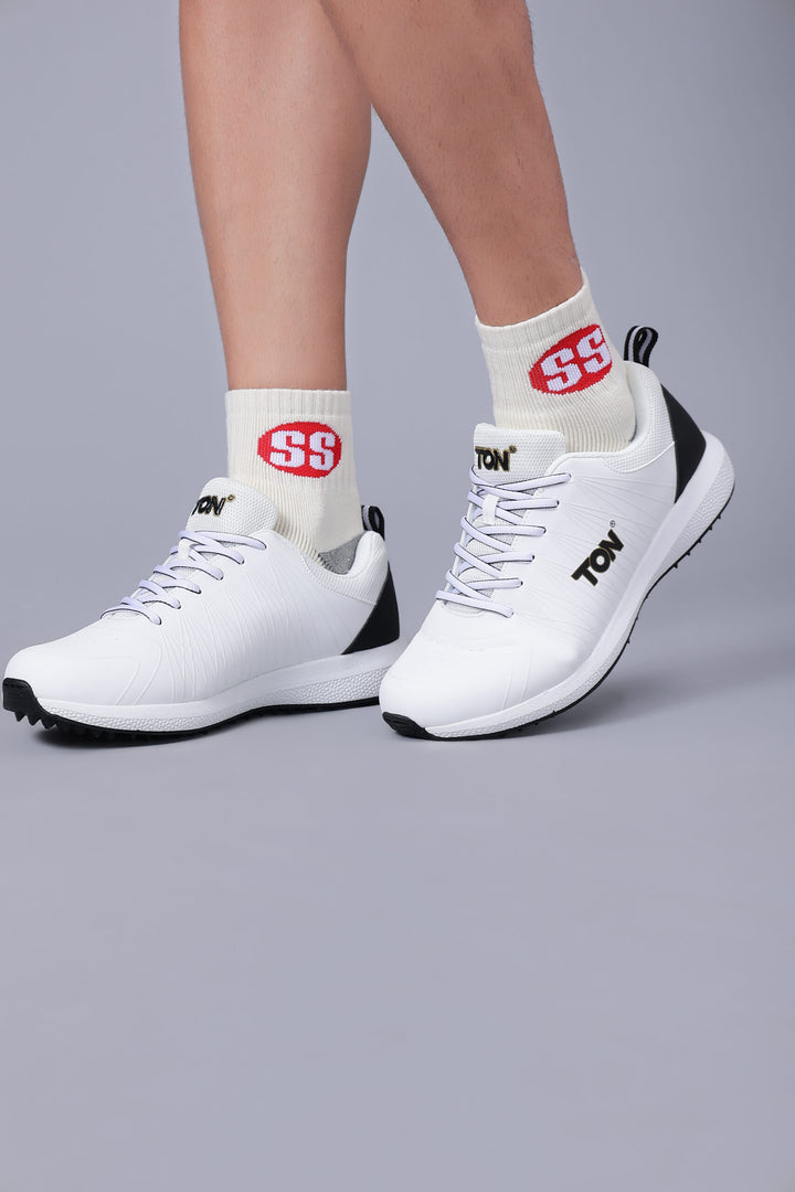 SS White Edition Rubber Cricket Shoes @ Side View 3