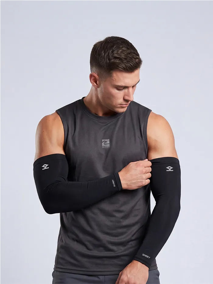 Shery Performance Cricket Batting Arm Sleeves Black@Wear View