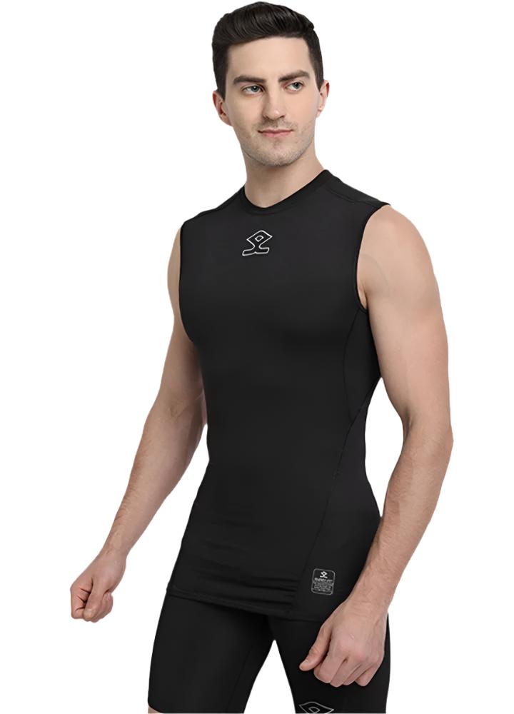 Shrey Intense Compression Sleeve Less Top Black Colour Side View