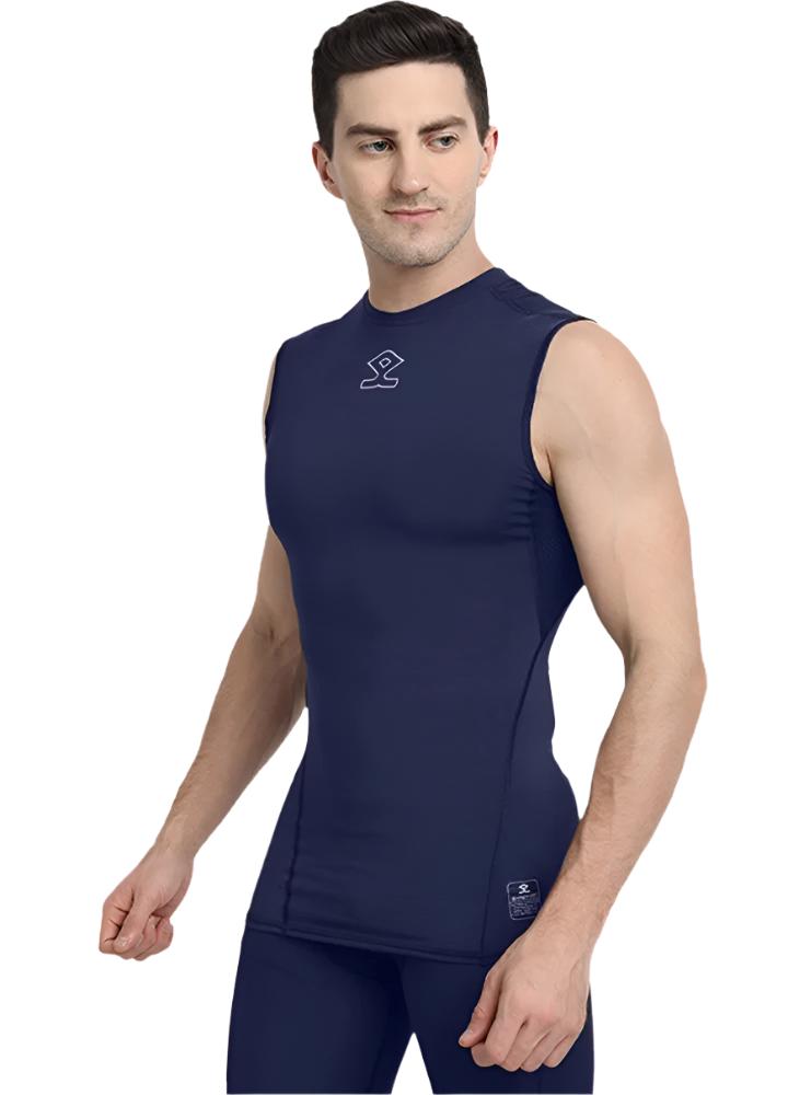 Shrey Intense Compression Sleeve Less Top Navy Side View