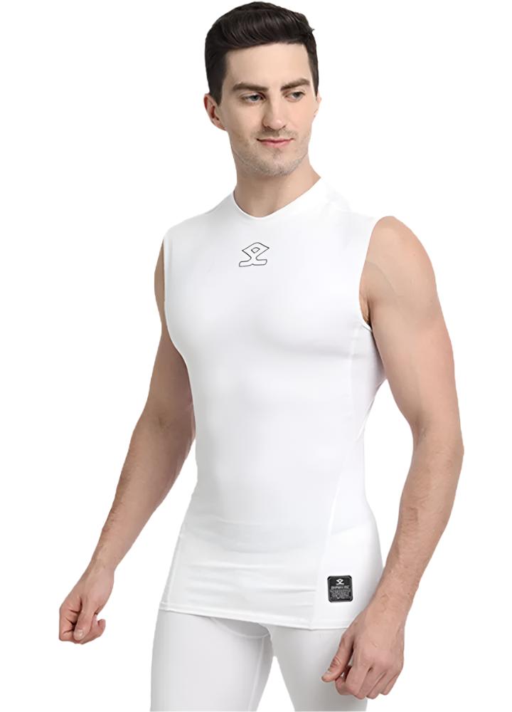 Shrey Intense Compression Sleeve Less Top Black White Side View