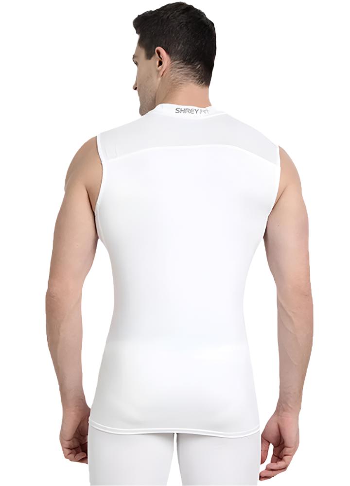 Shrey Intense Compression Sleeve Less Top Black White Back View