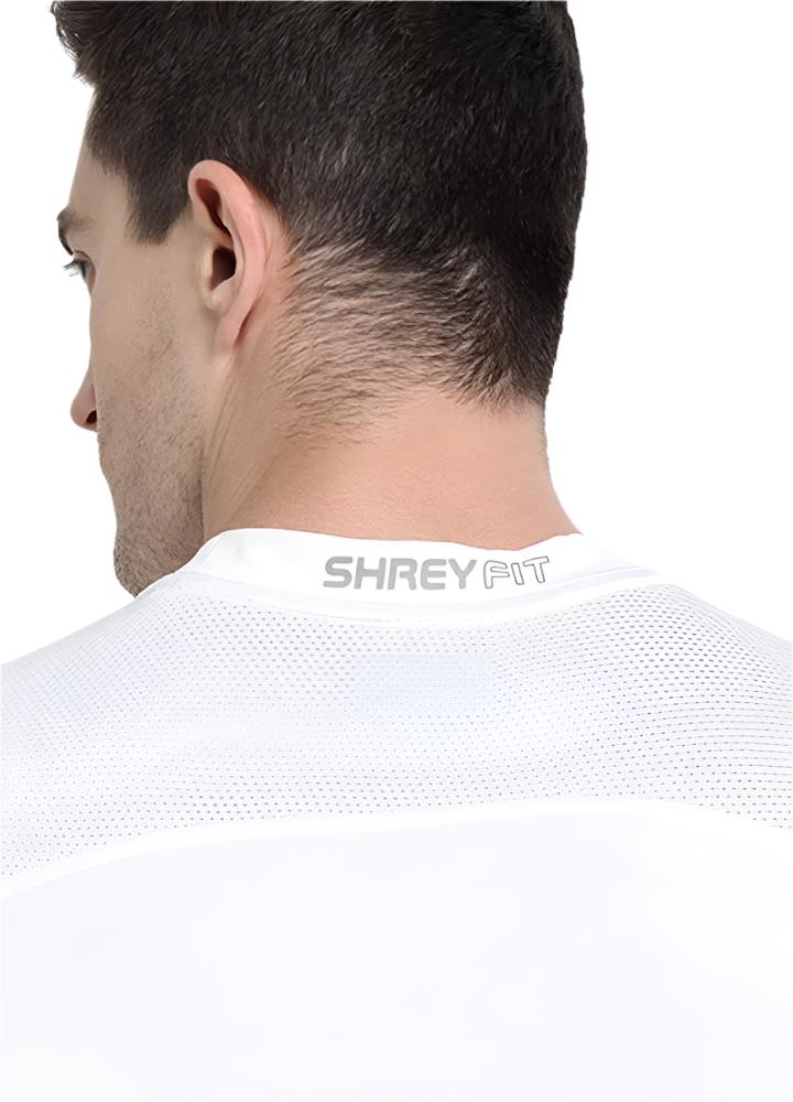 Shrey Intense Compression Sleeve Less Top Black White Back Top View