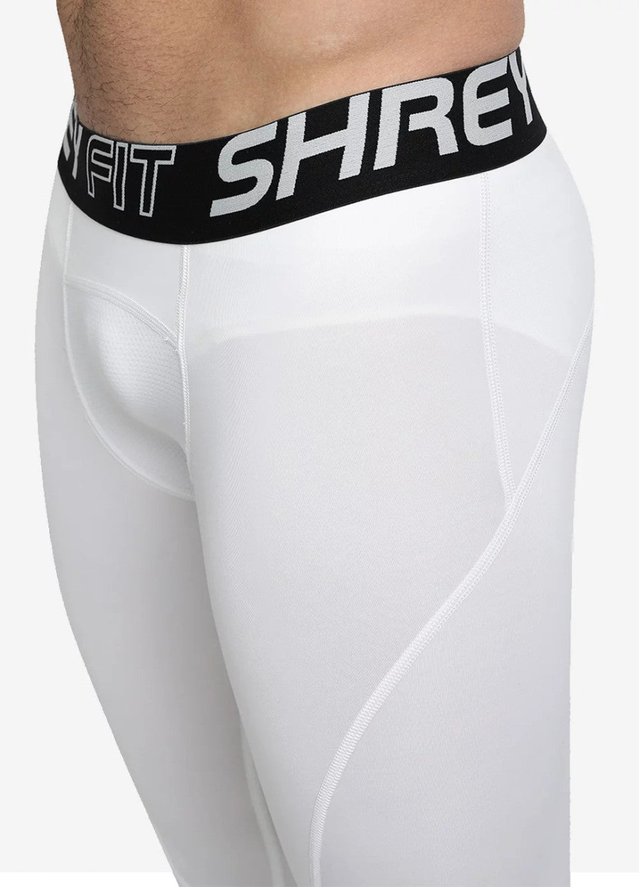 Shrey Intense Compression Long Tights Colour White size @ Front View 1