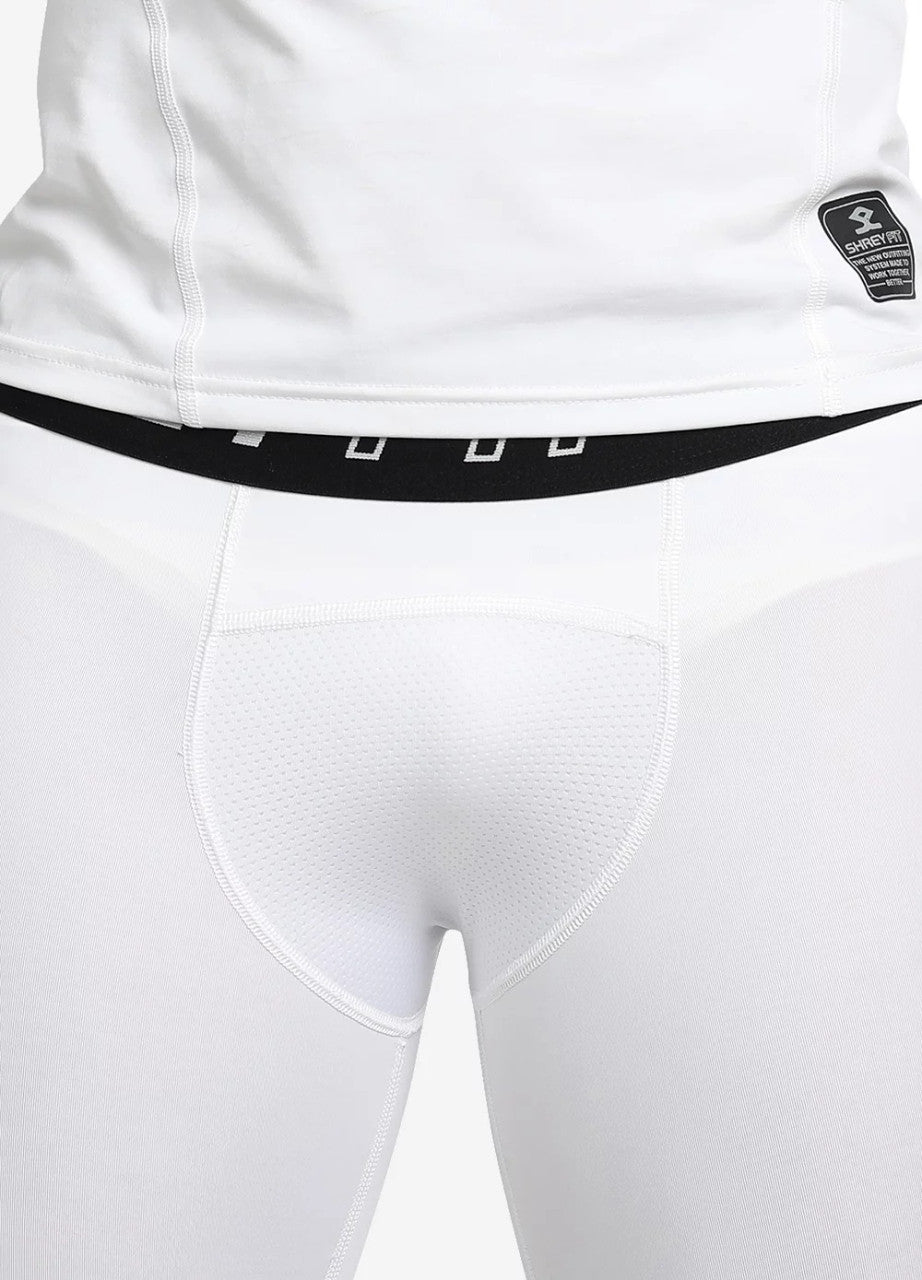 Shrey Intense Compression Long Tights Colour White size @ Front Top View