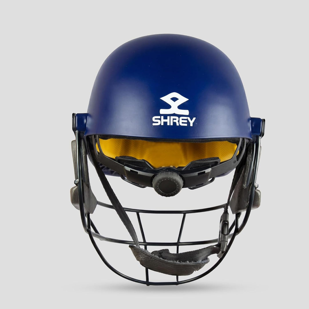 Shrey Chroma Stainless Steel Painted Grill Cricket Navy Helmet @ Back View