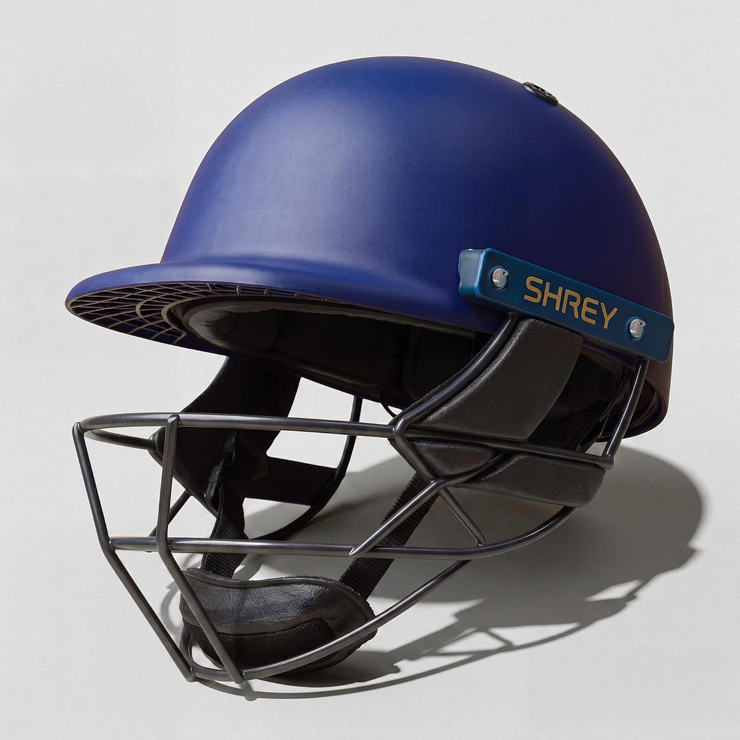 Shrey Chroma Stainless Steel Painted Grill Cricket Navy Helmet @ Side View 2
