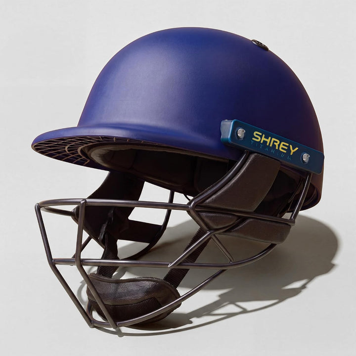 Shrey Chroma Titanium Painted Grill Cricket Navy Helmet @ Side View 3