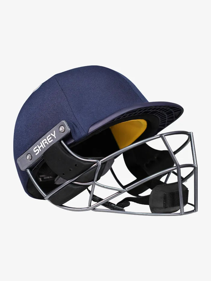 Shrey Elite Pro Cricket Helmet Navy Blue With Stainless Steel Size@front view