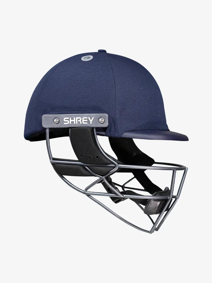 Shrey Elite Pro Cricket Helmet Navy Blue With Stainless Steel Size@front view1