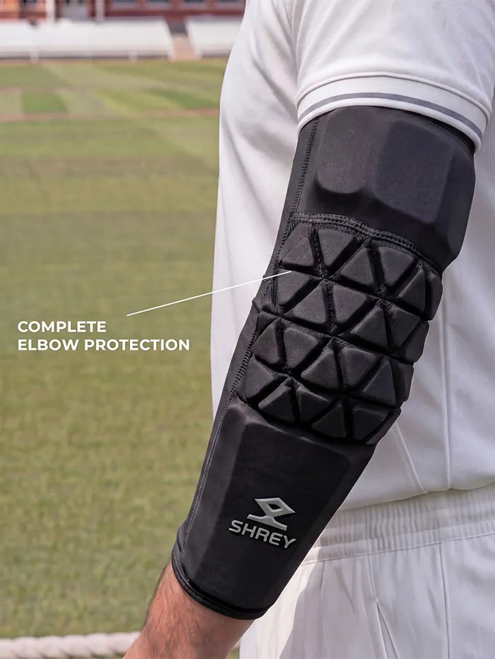 Shrey Legacy Cricket Batting Arm Guard @ Close Up View Black 3