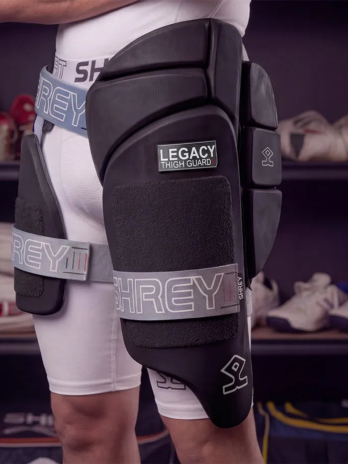 Shrey Legacy Cricket Batting Thigh Guard Right Handed @ Front View 9