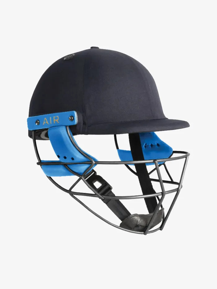 Shrey Master Class Air 2.0 Titanium Grill Cricket Curious Blue Helmet Size @ Front View