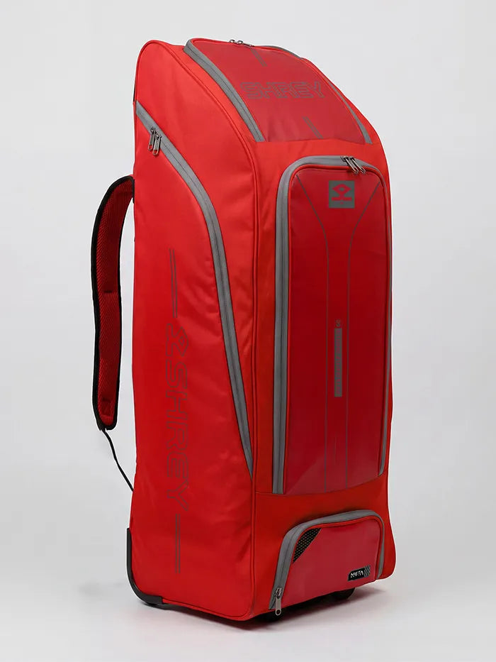 Shrey Meta Duffle Wheelie 60 Cricket Kit Bag Colour Red @ Front View