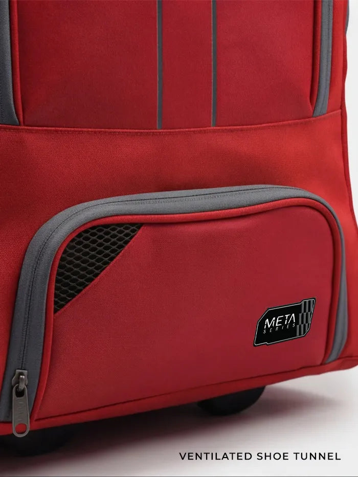 Shrey Meta Duffle Wheelie 60 Cricket Kit Bag Colour Red @ Front View 3
