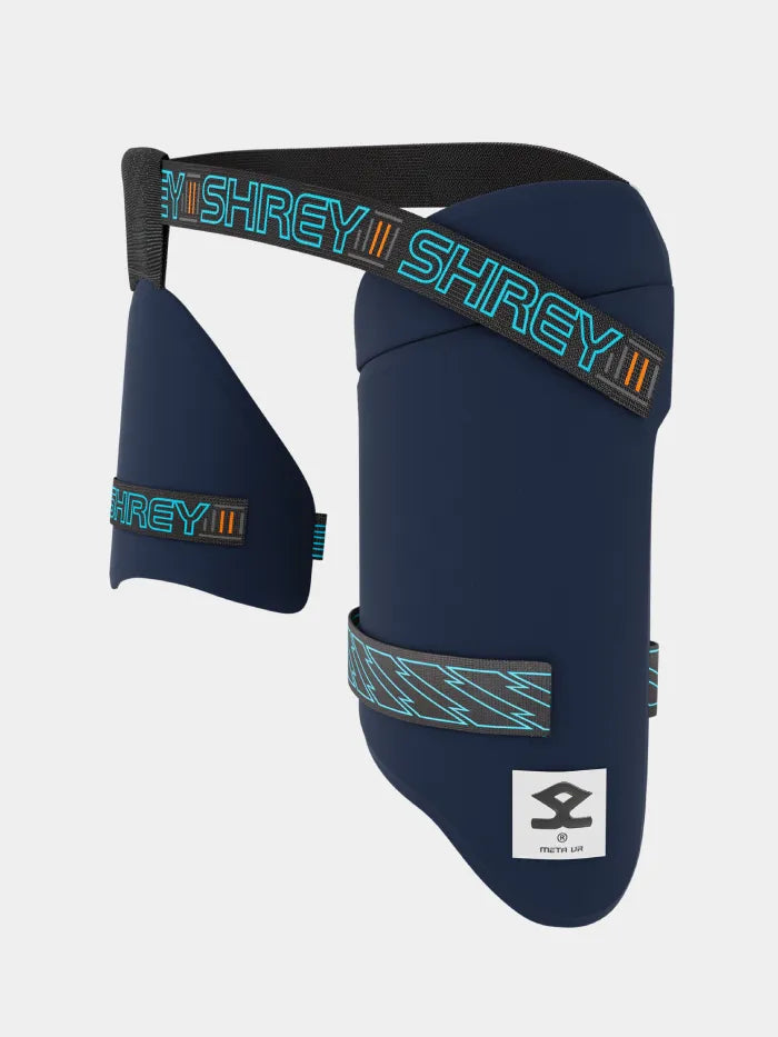 Shrey Meta VR Cricket Batting Combo Thigh Guard Navy Blue Size @ Front View