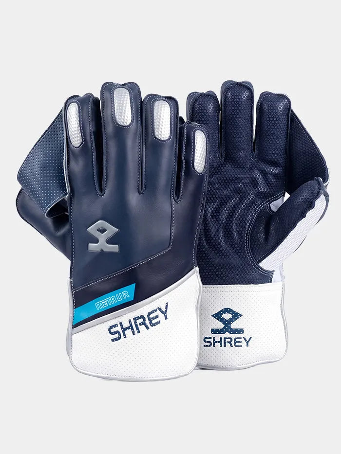 Shrey Meta VR Cricket Wicket Keeping Gloves Navy White Adult Size @ Composite View