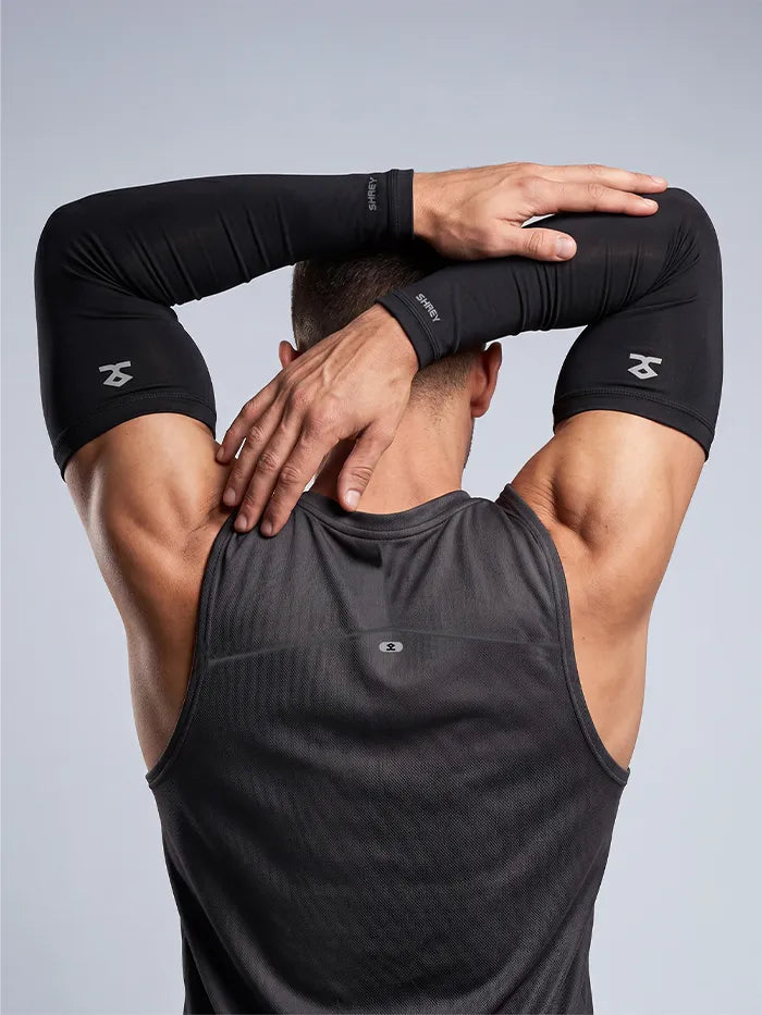 Shrey Performance Cricket Batting Arm Sleeves Black @ Back View