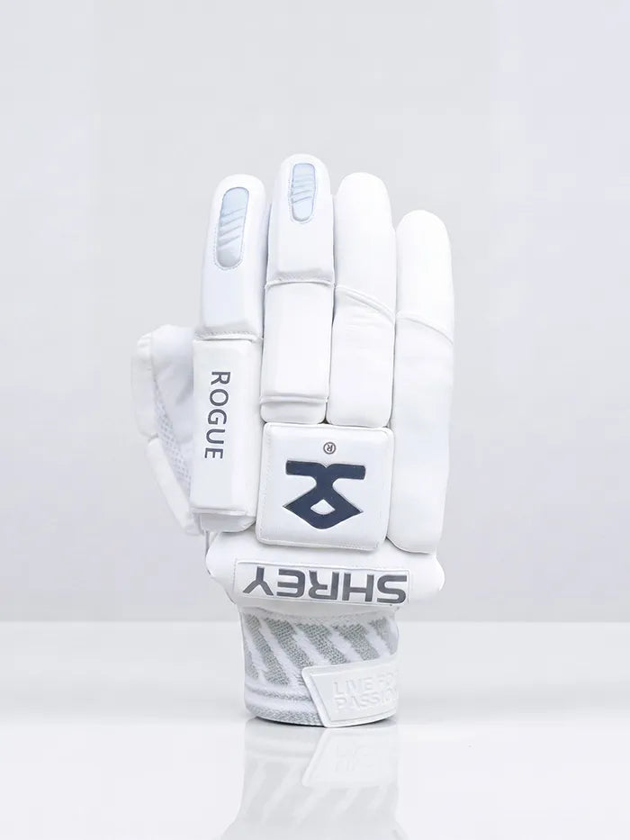 Shrey Rogue Cricket Batting Gloves White Grey Mens Size @ Right Back View