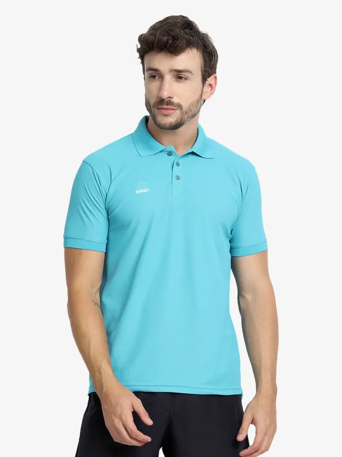 Shrey Victory Polo Sky Blue T-shirt Half Sleeve Size@front view