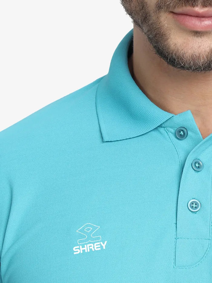 Shrey Victory Polo Sky Blue T-shirt Half Sleeve Size@front view2