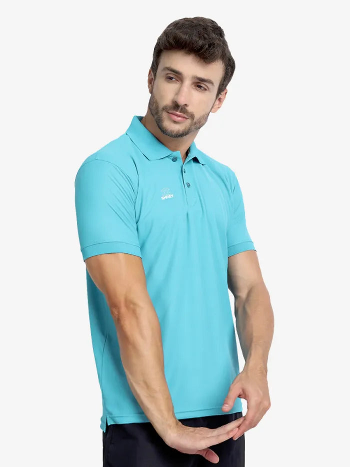 Shrey Victory Polo Sky Blue T-shirt Half Sleeve Size@front view4