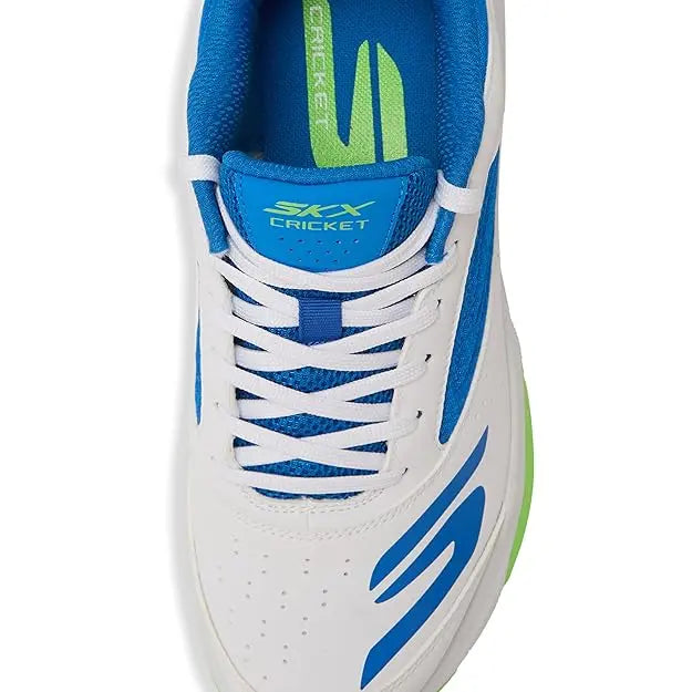 Skechers 214205ID WBL Cricket Shoes White Blue @ Top View 2