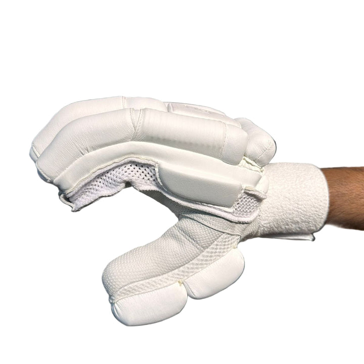 Somi Sapphire Pro All White Cricket Batting Gloves Mens Size@front view2