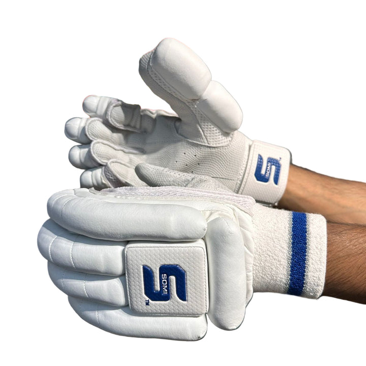 Somi Sapphire Pro Blue White Cricket Batting Gloves Mens Size @ Composite View