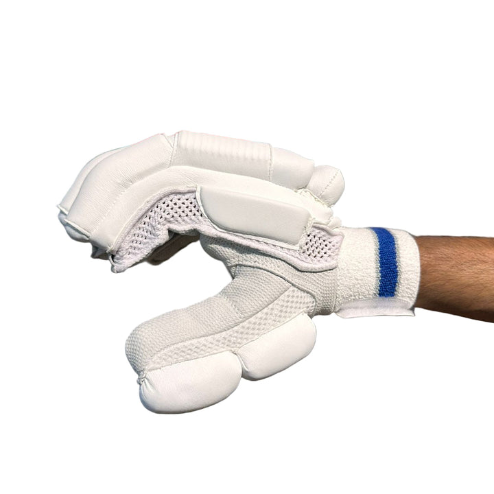 Somi Sapphire Pro Blue White Cricket Batting Gloves Mens Size @ Side View