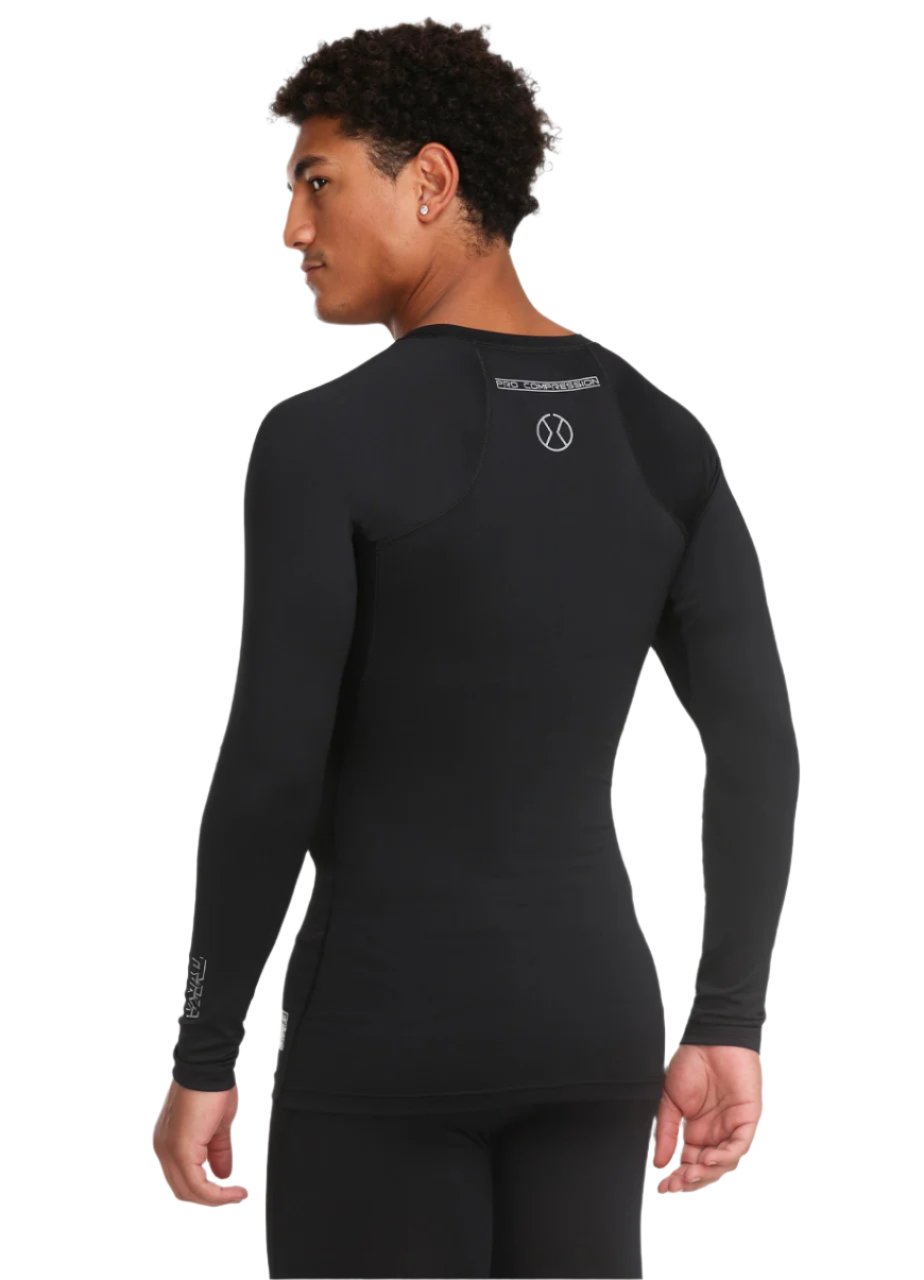 Tyka Pro Cricket Compression Top Long Sleeve Black @ Back View