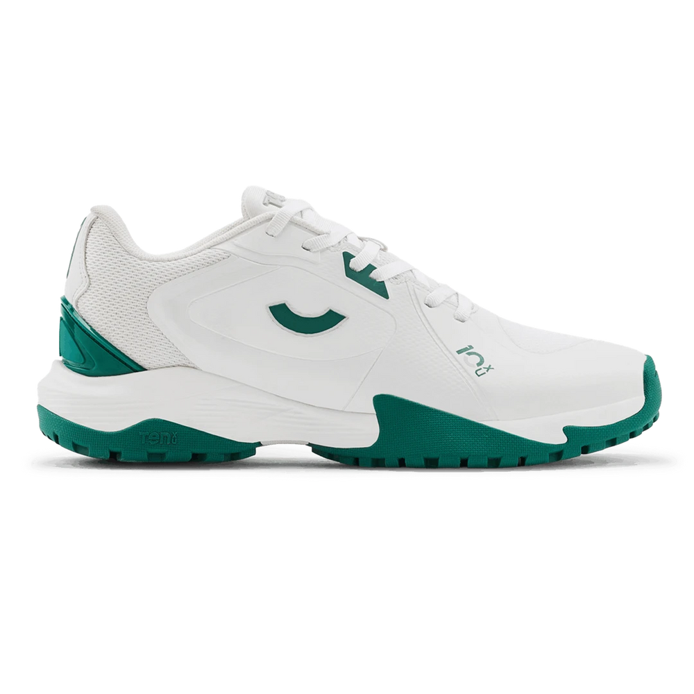 Tenxu All Rounder Cricket Rubber Shoes Bright White Green@front view1