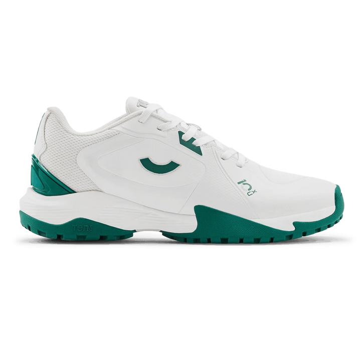 Tenxu All Rounder Cricket Rubber Shoes Bright White Green@front view1
