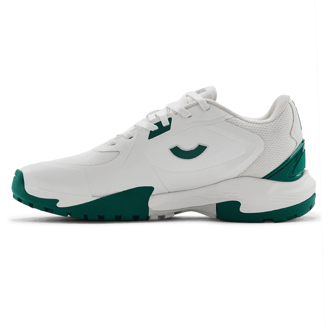 Tenxu All Rounder Cricket Rubber Shoes Bright White Green@front view2