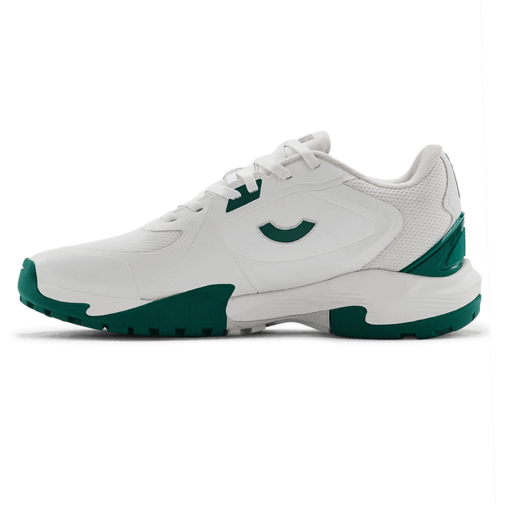 Tenxu All Rounder Cricket Rubber Shoes Bright White Green@front view2