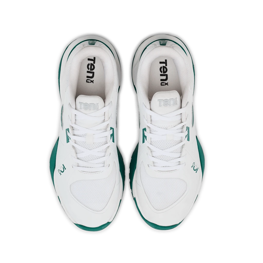 Tenxu All Rounder Cricket Rubber Shoes Bright White Green@front view4