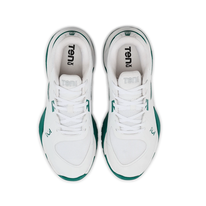 Tenxu All Rounder Cricket Rubber Shoes Bright White Green@front view4
