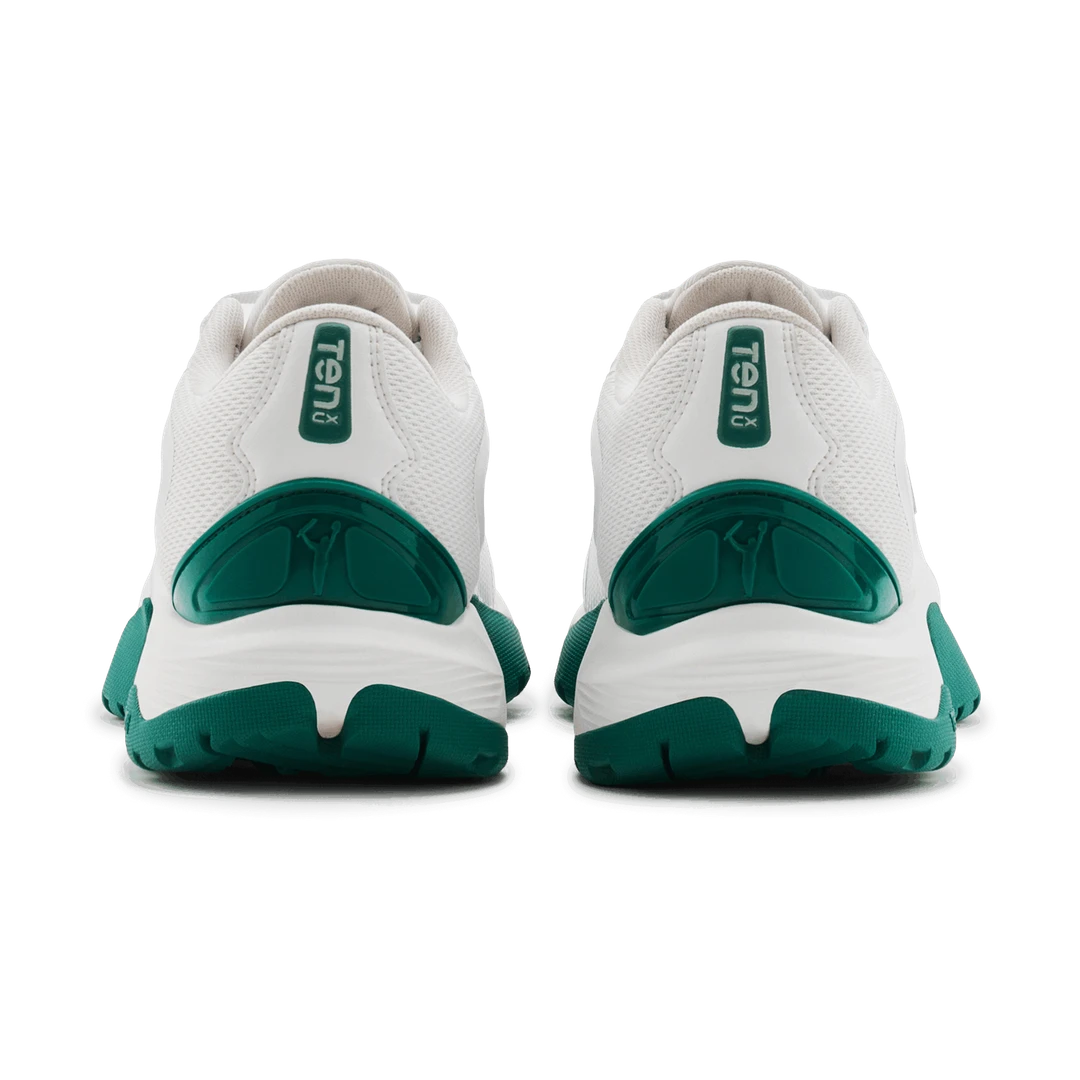 Tenxu All Rounder Cricket Rubber Shoes Bright White Green@front view6
