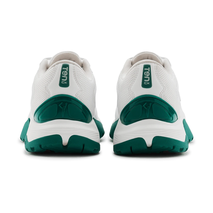 Tenxu All Rounder Cricket Rubber Shoes Bright White Green@front view6
