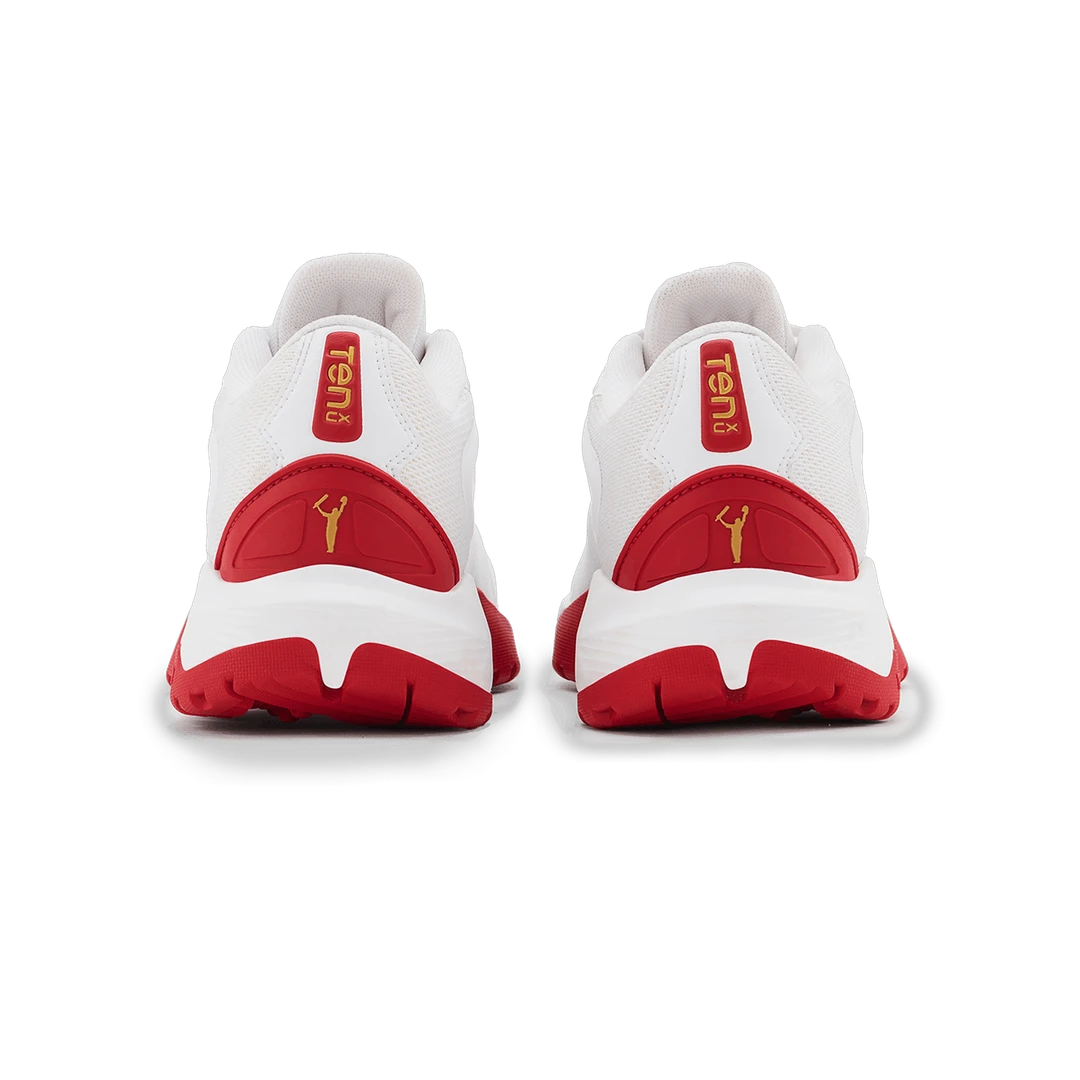 Tenxu All Rounder Cricket Rubber Shoes Bright White Racing Red@front view6