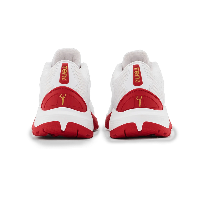 Tenxu All Rounder Cricket Rubber Shoes Bright White Racing Red@front view6
