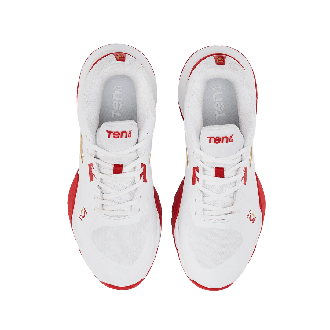 Tenxu All Rounder Cricket Rubber Shoes Bright White Racing Red@front view7