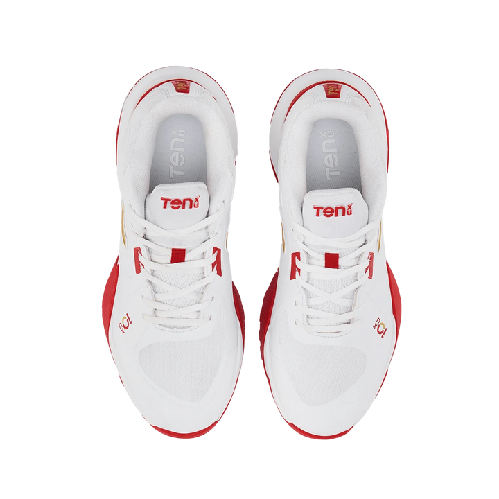 Tenxu All Rounder Cricket Rubber Shoes Bright White Racing Red@front view7