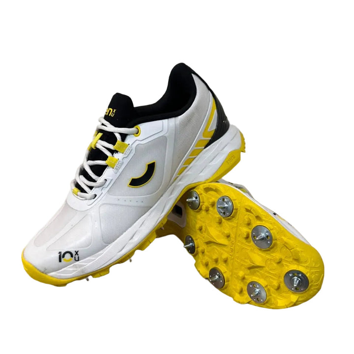 Tenxu Centurion Cricket Spikes Shoes White Yellow@front view