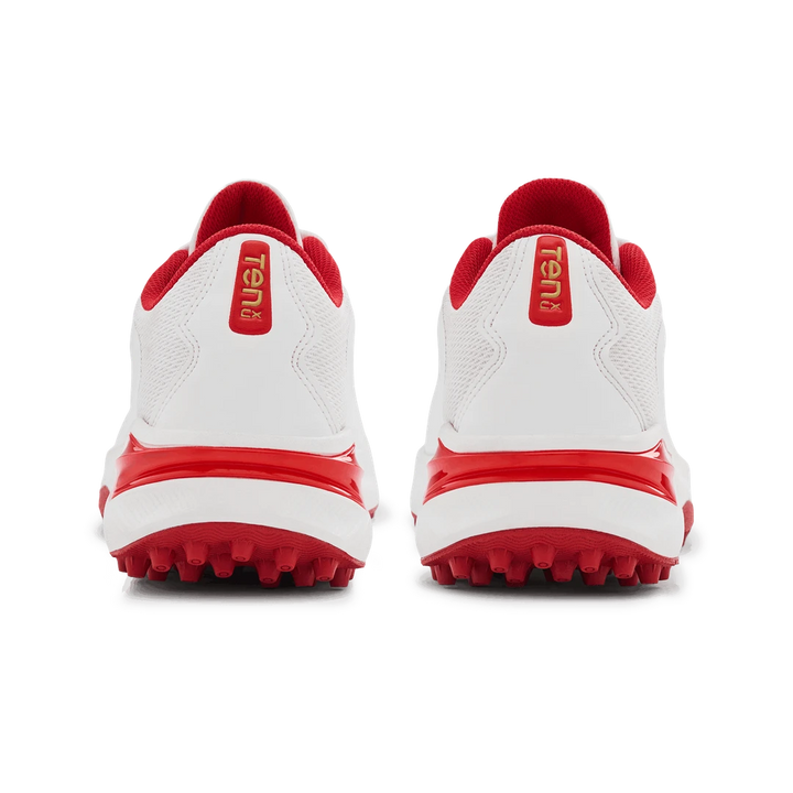Tenxu Youngstar Kids Cricket Shoes Bright White Racing Red @ Back View