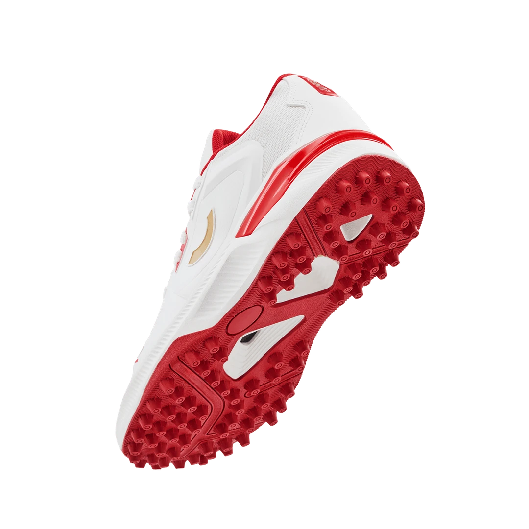 Tenxu Youngstar Kids Cricket Shoes Bright White Racing Red @ Sole View 2
