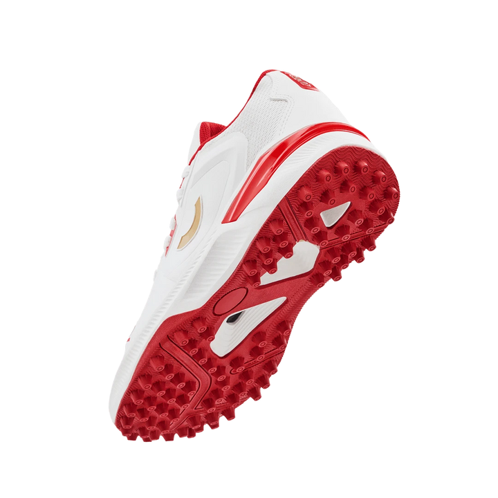 Tenxu Youngstar Kids Cricket Shoes Bright White Racing Red @ Sole View 2