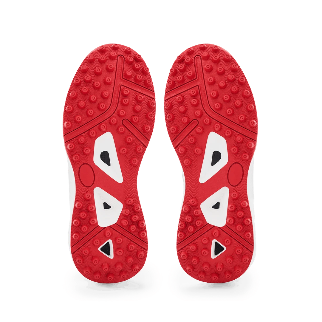 Tenxu Youngstar Kids Cricket Shoes Bright White Racing Red @ Sole View 4