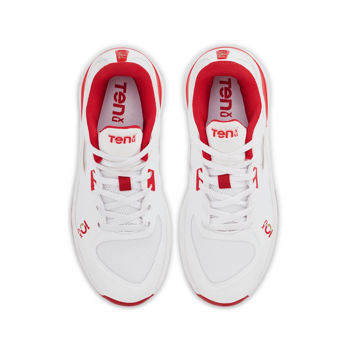 Tenxu Youngstar Kids Cricket Shoes Bright White Racing Red @ Top View 5