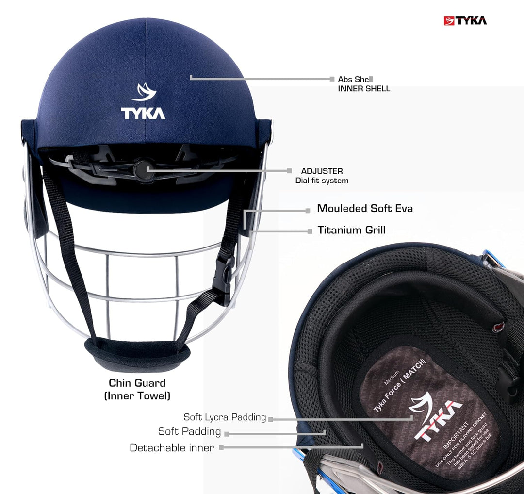 Tyka Force Match Mild Steel Grill Cricket with Back Adjuster Helmet @ Back View 7